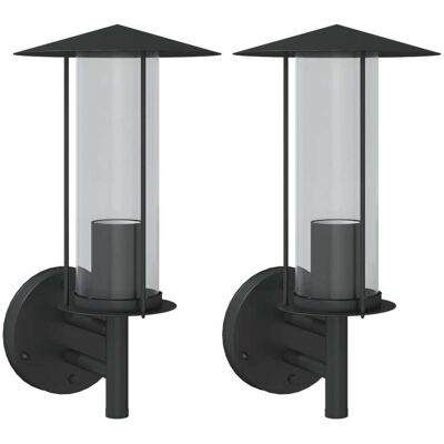 HELLOSHOP26 Set Di 2 Eleganti Applique Da Giardino Per Esterni Ip44 17,5 X 17,5 X 33 Cm Acciaio Inox Nero 020056566 HELLOSHOP26 Set Di 2 Eleganti Applique Da Giardino Per Esterni Ip44 17,5 X 17,5 X 33 Cm Acciaio Inox Nero 020056566