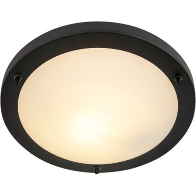 QAZQA Plafoniera Yuma - Moderna, Vetro, Acciaio - Nero - IP44 - 31cm QAZQA Plafoniera Yuma - Moderna, Vetro, Acciaio - Nero - IP44 - 31cm