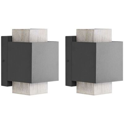 BELIANI Set Di 2 Applique Da Esterno A Led In Metallo Con Finitura Nero Timok BELIANI Set Di 2 Applique Da Esterno A Led In Metallo Con Finitura Nero Timok