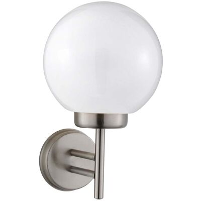 SEARCHLIGHT Lanterna Orb 1 Fiamma Da Esterno, Staffa A Parete, Acciaio Inox, Paralume Bianco, Bianco Dimmerabile SEARCHLIGHT Lanterna Orb 1 Fiamma Da Esterno, Staffa A Parete, Acciaio Inox, Paralume Bianco, Bianco Dimmerabile