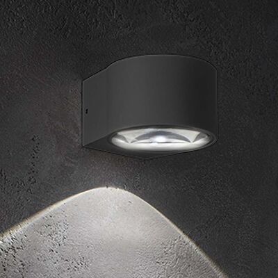 ZAFFERANO Lens Lampada Da Parete Led Ip65 Per Esterni Ed Interni In Alluminio Pressofuso Grigio Scuro 6w 3000k Design Moderno Compatta Ed Elegante ZAFFERANO Lens Lampada Da Parete Led Ip65 Per Esterni Ed Interni In Alluminio Pressofuso Grigio Scuro 6w 3000k Design Moderno Compatta Ed Elegante