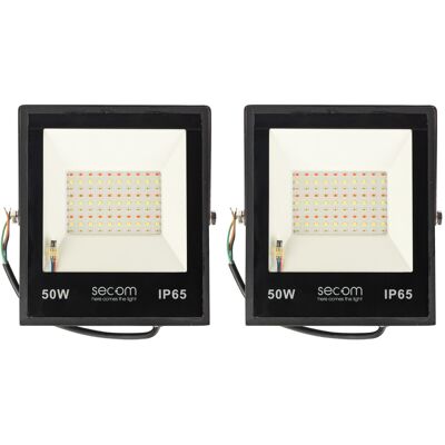 SECOM Confezione Da 2 Proiettori Led Provit Da 50 W, 5000 Lm, Ip65, 19. SECOM Confezione Da 2 Proiettori Led Provit Da 50 W, 5000 Lm, Ip65, 19.