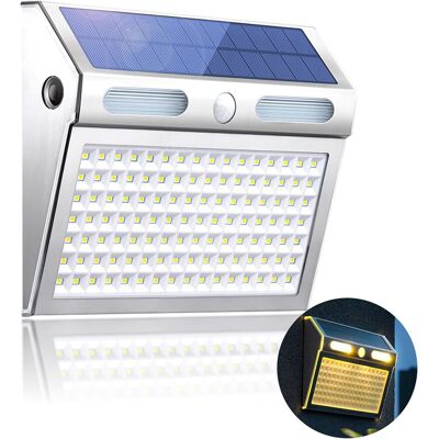 TIGREZY Lampada Solare Per Porta D'Ingresso, Applique Solare Ip65, 112 Led, Luce Bianca Calda, Sensore Di Movimento TIGREZY Lampada Solare Per Porta D'Ingresso, Applique Solare Ip65, 112 Led, Luce Bianca Calda, Sensore Di Movimento