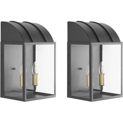BELIANI Set Di 2 Lampade Da Parete Per Esterni In Metallo, Stile Tradizionale Nero Belitsa BELIANI Set Di 2 Lampade Da Parete Per Esterni In Metallo, Stile Tradizionale Nero Belitsa