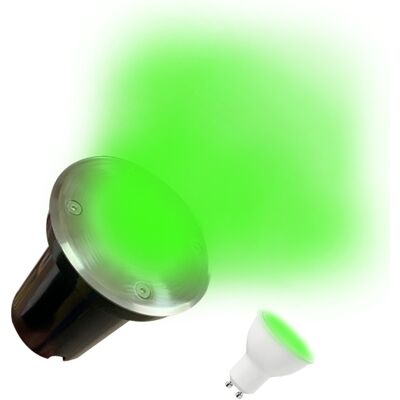 EUROPALAMP Spot Encastrable De Sol Rond Inox 304 Exterieur Ip65 + Ampoule Gu10 5w Verte EUROPALAMP Spot Encastrable De Sol Rond Inox 304 Exterieur Ip65 + Ampoule Gu10 5w Verte