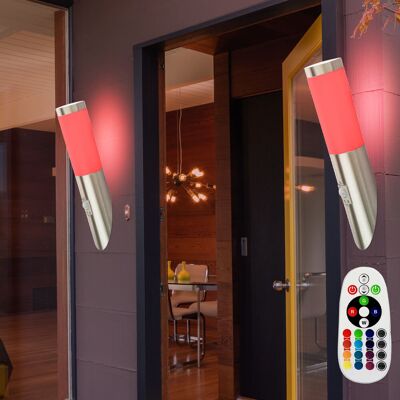 ETC-SHOP 2x Applique Con Rilevatore Di Movimento Lampada Da Esterno Parete Moderna Torcia Da Parete Giardino, Telecomando Dimmerabile, Led Rgb, Dxh 7,6x41 Cm ETC-SHOP 2x Applique Con Rilevatore Di Movimento Lampada Da Esterno Parete Moderna Torcia Da Parete Giardino, Telecomando Dimmerabile, Led Rgb, Dxh 7,6x41 Cm