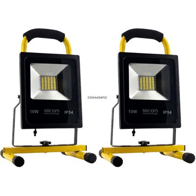 SECOM Confezione Da 2 Proiettori Led Portatili Tenko Con Batteria Ricar SECOM Confezione Da 2 Proiettori Led Portatili Tenko Con Batteria Ricar
