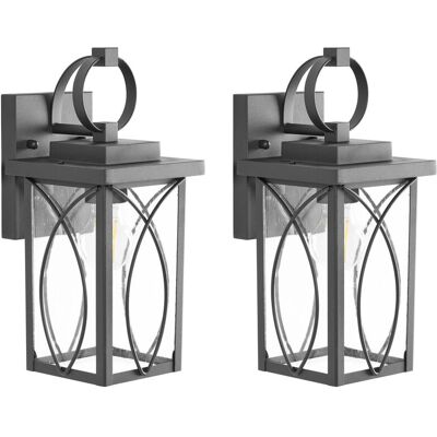 BELIANI Set Di 2 Applique Da Esterno In Metallo Nero Stile Moderno Per Ingresso E Portico Buzau BELIANI Set Di 2 Applique Da Esterno In Metallo Nero Stile Moderno Per Ingresso E Portico Buzau