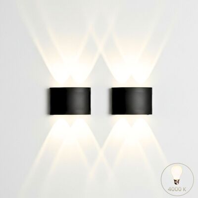 BES Coppia Applique Led Da Parete Esterno Interno Nera Ovale 12w Luce Naturale Fd-10 BES Coppia Applique Led Da Parete Esterno Interno Nera Ovale 12w Luce Naturale Fd-10