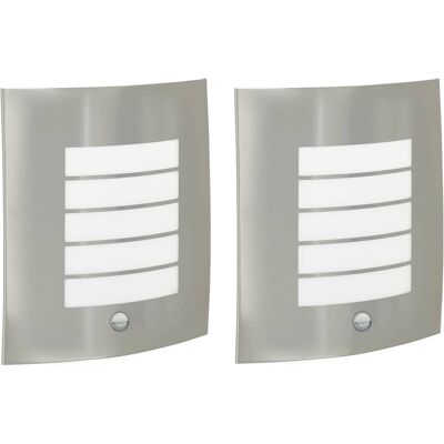 HELLOSHOP26 Set Di 2 Moderne Lampade Da Parete Per Esterni Con Sensore Di Movimento 23,5 X 9 X 26 Cm Acciaio Inox Argento 020056518 HELLOSHOP26 Set Di 2 Moderne Lampade Da Parete Per Esterni Con Sensore Di Movimento 23,5 X 9 X 26 Cm Acciaio Inox Argento 020056518