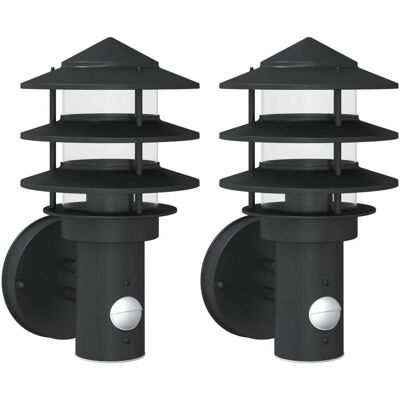 HELLOSHOP26 Set Di 2 Applique Da Esterno Con Sensore Di Movimento 15,5 X 15,5 X 28 Cm Acciaio Inox Nero 020056554 HELLOSHOP26 Set Di 2 Applique Da Esterno Con Sensore Di Movimento 15,5 X 15,5 X 28 Cm Acciaio Inox Nero 020056554
