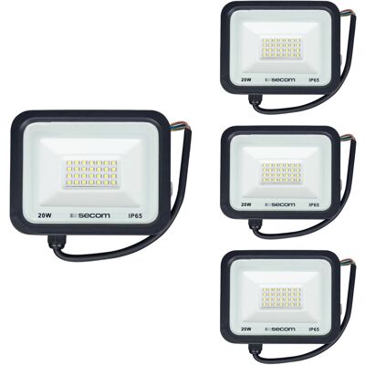 SECOM Confezione Da 4 Proiettori A Led Tenkos2 Da 20 W, 1600 Lm, Ip65, SECOM Confezione Da 4 Proiettori A Led Tenkos2 Da 20 W, 1600 Lm, Ip65,