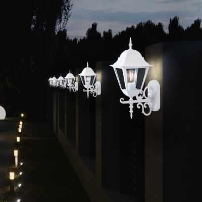 ETC-SHOP Set Di 6 Lanterne Applique Per Casa In Vetro Bianco Stile Antico Faretti Da Giardino In Alluminio Luci Nere ETC-SHOP Set Di 6 Lanterne Applique Per Casa In Vetro Bianco Stile Antico Faretti Da Giardino In Alluminio Luci Nere