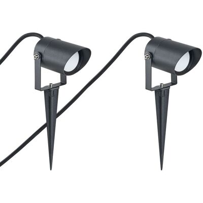 BELIANI Set Di 2 Faretti Da Esterno A Led Con Picchetto In Alluminio Nero Lussa BELIANI Set Di 2 Faretti Da Esterno A Led Con Picchetto In Alluminio Nero Lussa
