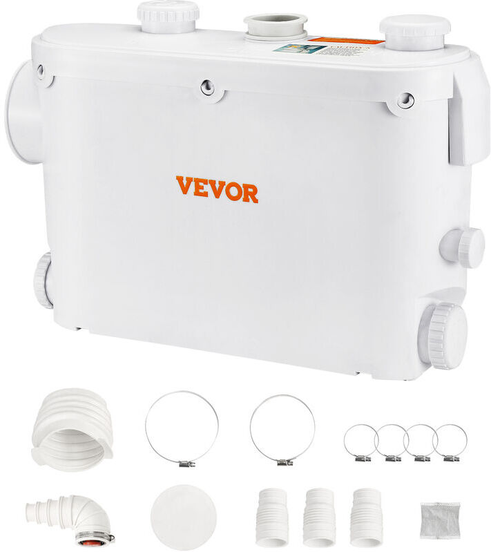 VEVOR - Pompa Trituratore per Scarico Bagno Pompa Maceratrice Sanitaria 500W Prevalenza Max. 8m 3 Entrate per Tubi Portata Max. 6600L/h, Pompa