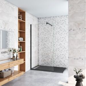 AICA ITALY 90x200 Cm Box Doccia Walk In Parete Fissa In Vetro Temperato Da 10 Mm Trasparente Anticalcare Con Barra Stabilizzatrice 90 Cm Nero Opaco AICA ITALY 90x200 Cm Box Doccia Walk In Parete Fissa In Vetro Temperato Da 10 Mm Trasparente Anticalcare Con Barra Stabilizzatrice 90 Cm Nero Opaco