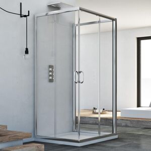 IDRALITE - Box Doccia 3 Lati Scorrevole Vetro Trasparente H 185 Mod. Junior Trio 75x120x75 Cm Rettangolare IDRALITE - Box Doccia 3 Lati Scorrevole Vetro Trasparente H 185 Mod. Junior Trio 75x120x75 Cm Rettangolare