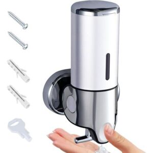 KEEMOTE Dispenser Di Sapone Da 500 Ml (bianco), Dispenser Di Gel Igienizzante Per Le Mani A Parete, Dispenser Manuale Di Sapone Da Cucina, Dispenser Di Shampoo E Bagnoschiuma, Per Bagno E Toilette Di Hotel. KEEMOTE Dispenser Di Sapone Da 500 Ml (bianco), Dispenser Di Gel Igienizzante Per Le Mani A Parete, Dispenser Manuale Di Sapone Da Cucina, Dispenser Di Shampoo E Bagnoschiuma, Per Bagno E Toilette Di Hotel.