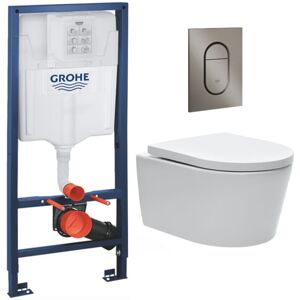 Grohe Pack Telaio Per Wc + Vaso Swiss Aqua Technologies Senza Flangia + Piastra Arena Hard In Grafite Spazzolata (rapidslsat-s) Grohe Pack Telaio Per Wc + Vaso Swiss Aqua Technologies Senza Flangia + Piastra Arena Hard In Grafite Spazzolata (rapidslsat-s)