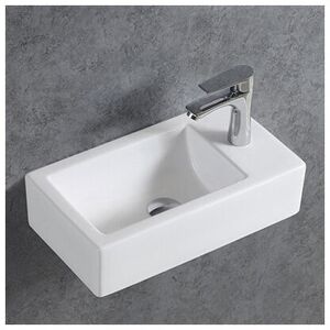 Bernstein - Lavandino Bagno Piccolo In Ceramica Sanitaria Kw302 - 45,5 X 25 X 12 Cm - Bianco Lucido Con Coperchio Suppl. Bianco Lucido, Spazio Accessori A Destra Bernstein - Lavandino Bagno Piccolo In Ceramica Sanitaria Kw302 - 45,5 X 25 X 12 Cm - Bianco Lucido Con Coperchio Suppl. Bianco Lucido, Spazio Accessori A Destra