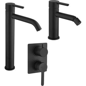 JACUZZI Miscelatori Lavabo Alto Bidet E Incasso Doccia Con Deviatore Nero Opaco Rubinetteria Sunset Per Piletta Click Clack JACUZZI Miscelatori Lavabo Alto Bidet E Incasso Doccia Con Deviatore Nero Opaco Rubinetteria Sunset Per Piletta Click Clack
