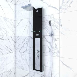 AURLANE Hyrdomassage Doccia Colonna - 22x125 Cm - Vetro Temperato Con Lamiera In Acciaio Inox - Alpha Black AURLANE Hyrdomassage Doccia Colonna - 22x125 Cm - Vetro Temperato Con Lamiera In Acciaio Inox - Alpha Black