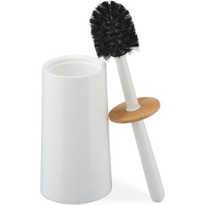 RELAXDAYS Scopino Da Bagno, Porta Spazzolone In Bambù E Plastica, Scovolino Per Water Con Coperchio, Bianco - RELAXDAYS Scopino Da Bagno, Porta Spazzolone In Bambù E Plastica, Scovolino Per Water Con Coperchio, Bianco -