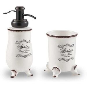 KIAMAMI VALENTINA - Set Accessori Lavabo Shabby In Ceramica Bianca Decorata Amelia KIAMAMI VALENTINA - Set Accessori Lavabo Shabby In Ceramica Bianca Decorata Amelia