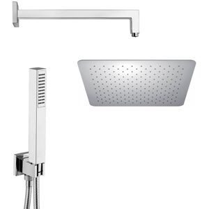 JACUZZI Set Doccia Rubinetteria Con Braccio Soffione Ultrapiatto Quadrato 30 Cm E Doccino JACUZZI Set Doccia Rubinetteria Con Braccio Soffione Ultrapiatto Quadrato 30 Cm E Doccino