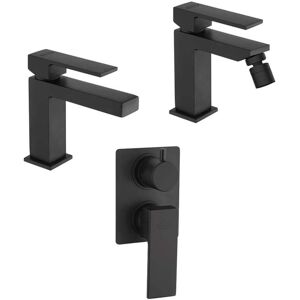 JACUZZI Set Miscelatori Rubinetteria Nero Opaco Lavabo Bidet E Doccia Incasso Con Deviatore Serie Twinkle JACUZZI Set Miscelatori Rubinetteria Nero Opaco Lavabo Bidet E Doccia Incasso Con Deviatore Serie Twinkle