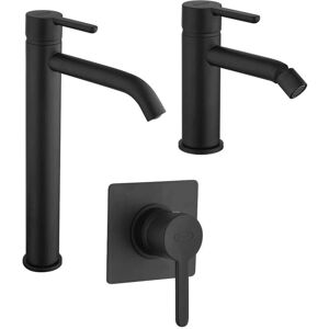 JACUZZI Set Miscelatori Lavabo Alto Bidet E Incasso Doccia Nero Opaco Rubinetteria Sunset JACUZZI Set Miscelatori Lavabo Alto Bidet E Incasso Doccia Nero Opaco Rubinetteria Sunset
