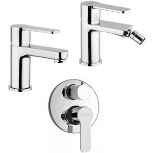 JACUZZI Set Miscelatori Lavabo + Bidet + Incasso Doccia Con Deviatore Rubinetteria Eolo Ottone Cromato Per Piletta Click Clack JACUZZI Set Miscelatori Lavabo + Bidet + Incasso Doccia Con Deviatore Rubinetteria Eolo Ottone Cromato Per Piletta Click Clack