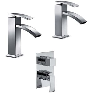 JACUZZI Set Miscelatori Lavabo + Bidet + Incasso Doccia Con Deviatore Rubinetteria Glint Per Piletta Click Clack JACUZZI Set Miscelatori Lavabo + Bidet + Incasso Doccia Con Deviatore Rubinetteria Glint Per Piletta Click Clack