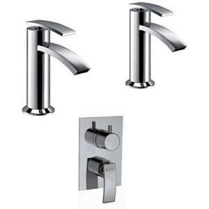 JACUZZI Set Miscelatori Lavabo + Bidet + Incasso Doccia Con Deviatore Rubinetteria Ray Ottone Cromato Per Piletta Click Clack JACUZZI Set Miscelatori Lavabo + Bidet + Incasso Doccia Con Deviatore Rubinetteria Ray Ottone Cromato Per Piletta Click Clack