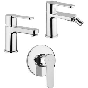 JACUZZI Set Miscelatori Lavabo + Bidet + Incasso Doccia Rubinetteria Eolo Ottone Cromato Per Piletta Click Clack JACUZZI Set Miscelatori Lavabo + Bidet + Incasso Doccia Rubinetteria Eolo Ottone Cromato Per Piletta Click Clack
