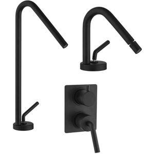 JACUZZI Set Miscelatori Nero Opaco Rubinetteria Lavabo Alto Bidet E Doccia Incasso Con Deviatore Modello Lumos JACUZZI Set Miscelatori Nero Opaco Rubinetteria Lavabo Alto Bidet E Doccia Incasso Con Deviatore Modello Lumos