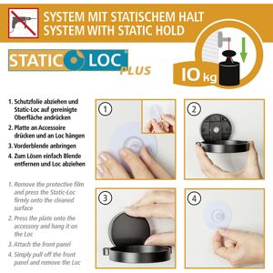 Wenko Static-loc® Mensola Da Parete Alba, Ripiano Per Bagno, Nero, Acciaio Nero, Bambù Naturale - Wenko Static-loc® Mensola Da Parete Alba, Ripiano Per Bagno, Nero, Acciaio Nero, Bambù Naturale -