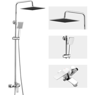 LONHEO - Auralum Colonna Doccia Meccanica Cromo, Set De Doccia Quadrato Con Soffione E Doccetta, Altezza Regolabile Dopo L'Installazione 90-124 Cm LONHEO - Auralum Colonna Doccia Meccanica Cromo, Set De Doccia Quadrato Con Soffione E Doccetta, Altezza Regolabile Dopo L'Installazione 90-124 Cm