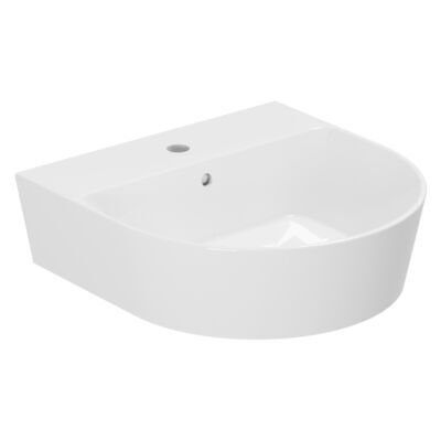 AZZURRA - Lavabo Forma Appoggio 50x50 Monoforo Tondo In Ceramica Bianco AZZURRA - Lavabo Forma Appoggio 50x50 Monoforo Tondo In Ceramica Bianco