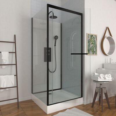 AURLANE Cabina Doccia Quadrata 90x90x230cm - Extra Bianco Con Profilo Nero Opaco - Lunar Square 90 AURLANE Cabina Doccia Quadrata 90x90x230cm - Extra Bianco Con Profilo Nero Opaco - Lunar Square 90