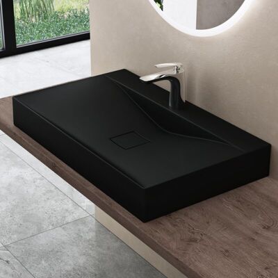 Doporro Colossum810 - Lavabo quadrato sospeso in fusione minerale Doporro Colossum810 - Lavabo quadrato sospeso in fusione minerale
