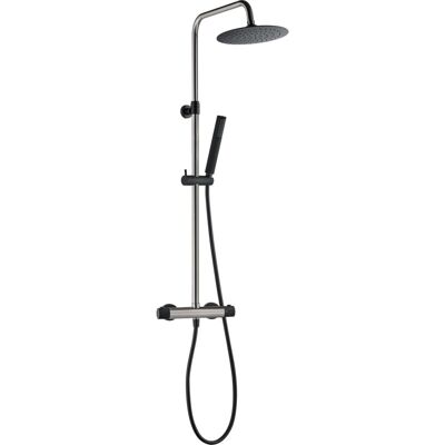 ESSEBAGNO - Colonna Doccia Kissy In Acciaio Inox E Nero Con Comando Termostatico ESSEBAGNO - Colonna Doccia Kissy In Acciaio Inox E Nero Con Comando Termostatico
