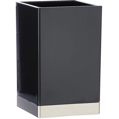 INTERDESIGN - Idesign Clarity Bicchiere Bagno, Contenitore Bagno In Plastica, Nero/argento Opaco INTERDESIGN - Idesign Clarity Bicchiere Bagno, Contenitore Bagno In Plastica, Nero/argento Opaco