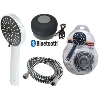 BRIXO - Kit Da Bagno Doccietta Regolabile Con Tubo Cromato E Cassa Bluetooth Impermeabile Per Musica Doccia Music Cromo BRIXO - Kit Da Bagno Doccietta Regolabile Con Tubo Cromato E Cassa Bluetooth Impermeabile Per Musica Doccia Music Cromo