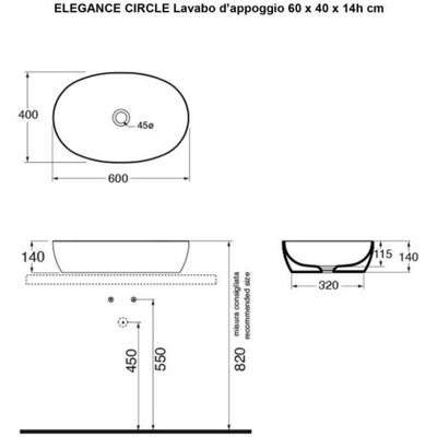 AZZURRA - Lavabo Elegance Appoggio Cm. 60x45 Senza Foro Quadrato Bianco AZZURRA - Lavabo Elegance Appoggio Cm. 60x45 Senza Foro Quadrato Bianco
