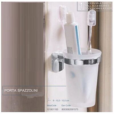 METAFORM Movin' Porta Spazzolini In Ottone Cromato E Vetro Satinato - METAFORM Movin' Porta Spazzolini In Ottone Cromato E Vetro Satinato -