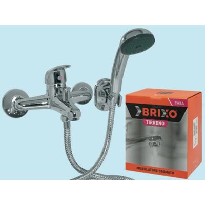 BRIXO - Miscelatore In Ottone Cromato Per Vasca A Muro Con Doccetta BRIXO - Miscelatore In Ottone Cromato Per Vasca A Muro Con Doccetta