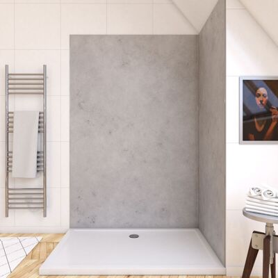 AURLANE Pannello A Parete Della Doccia Finitura Di Beton In Pierre E Cemento Composito - 120 X 210 Cm AURLANE Pannello A Parete Della Doccia Finitura Di Beton In Pierre E Cemento Composito - 120 X 210 Cm