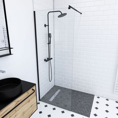 AURLANE Parete Doccia 80x200cm - Vetro Temperato Trasparente 8mm - Profilo Nero - Freedom 2 Black AURLANE Parete Doccia 80x200cm - Vetro Temperato Trasparente 8mm - Profilo Nero - Freedom 2 Black