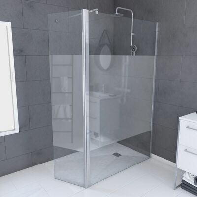 AURLANE Parete Doccia Con Deflettore Girevole 120+40x200cm - Fascia Smerigliata - Barra Estensibile Cromata AURLANE Parete Doccia Con Deflettore Girevole 120+40x200cm - Fascia Smerigliata - Barra Estensibile Cromata